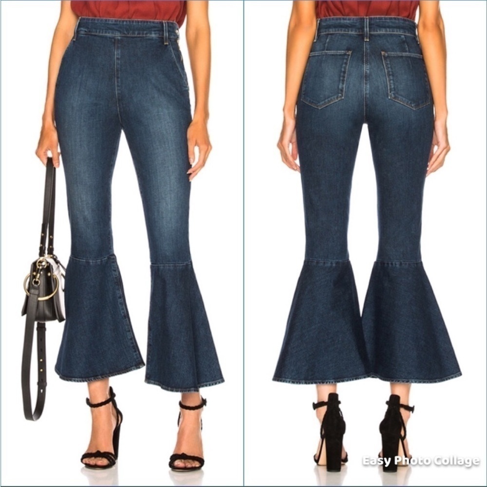 FRAME Flounce Side Zip Flare Jeans Delavan Wash - Picture 1 of 13